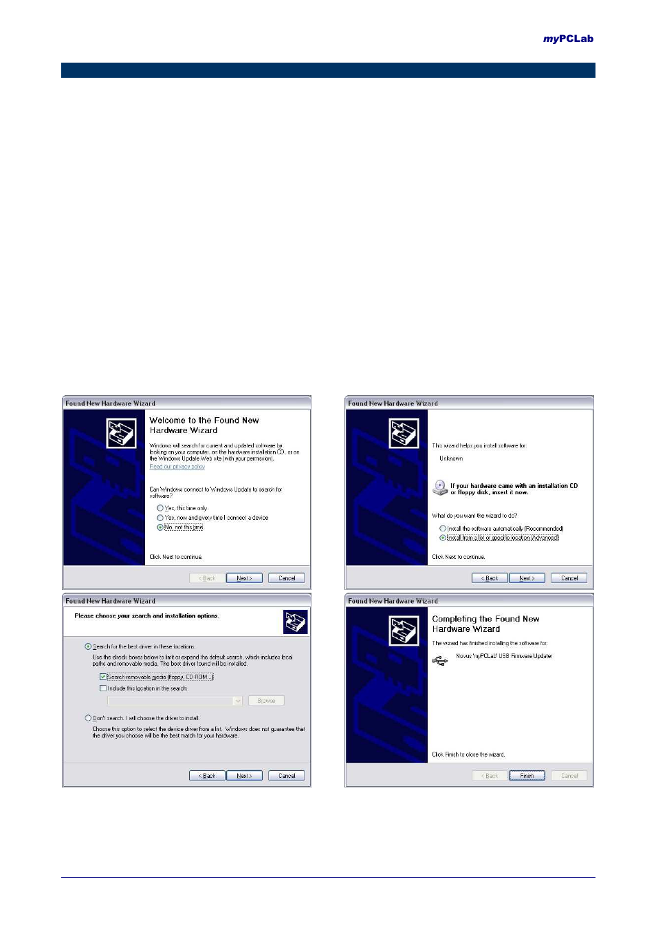 Usb driver installation | NOVUS myPCLab EN User Manual | Page 5 / 9