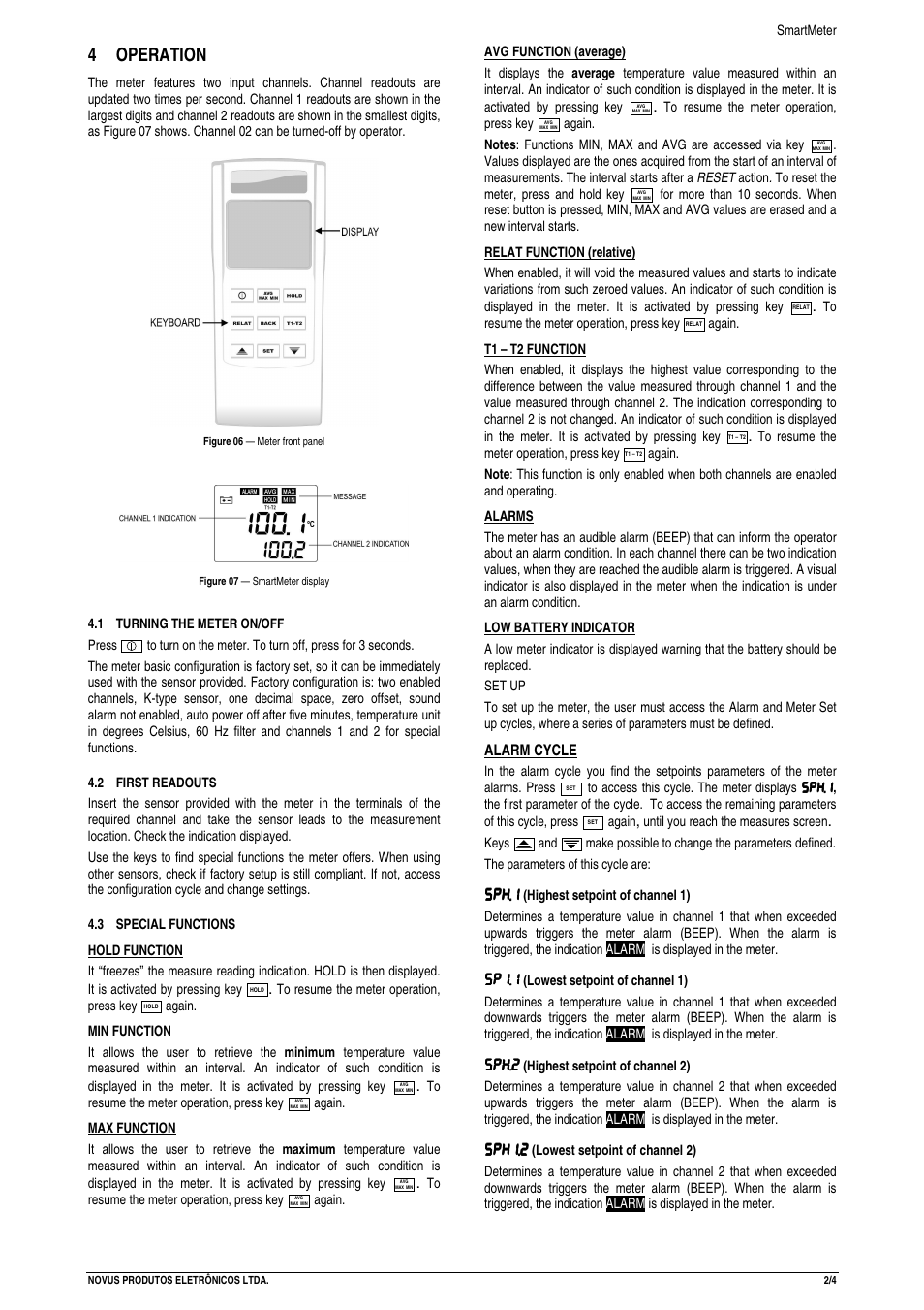 4 operation, Alarm cycle | NOVUS SMARTMETER User Manual | Page 2 / 4