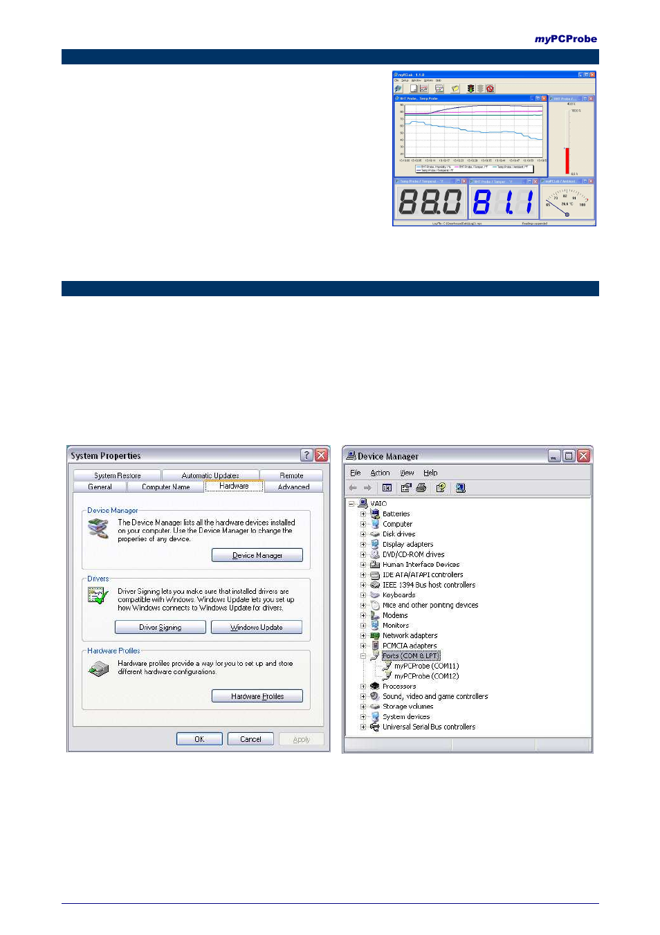 Software installation, Serial port (com port) assignment | NOVUS myPCProbe User Manual | Page 8 / 11