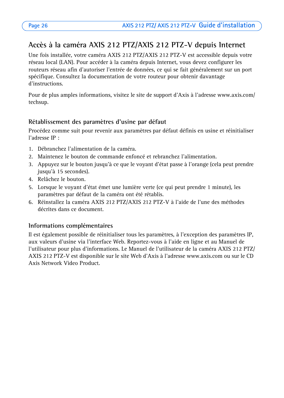 Axis Communications 212 PTZ-V User Manual | Page 26 / 69