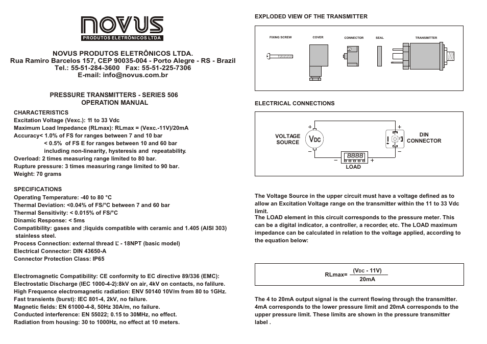 NOVUS TP506 User Manual | 1 page