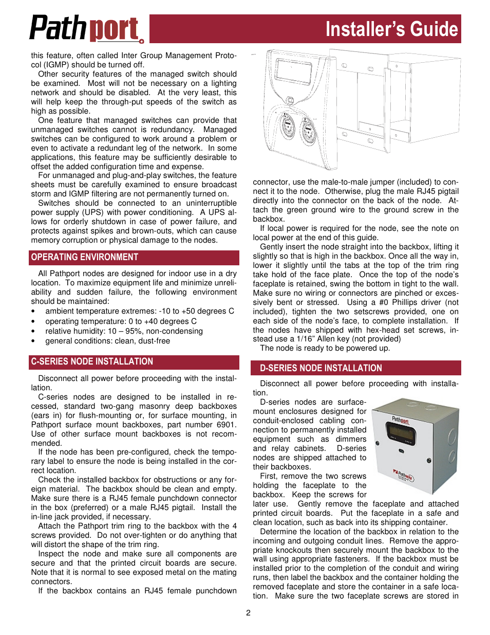 Installer’s guide | Pathway Pathport Installers Guide User Manual | Page 2 / 5