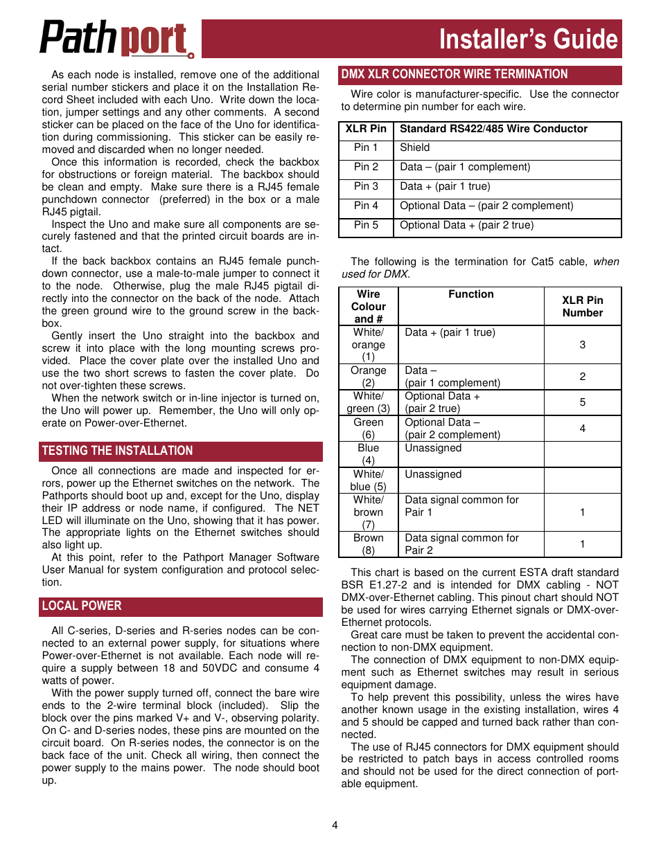 Installer’s guide | Pathway Pathport Installers Guide User Manual | Page 4 / 5