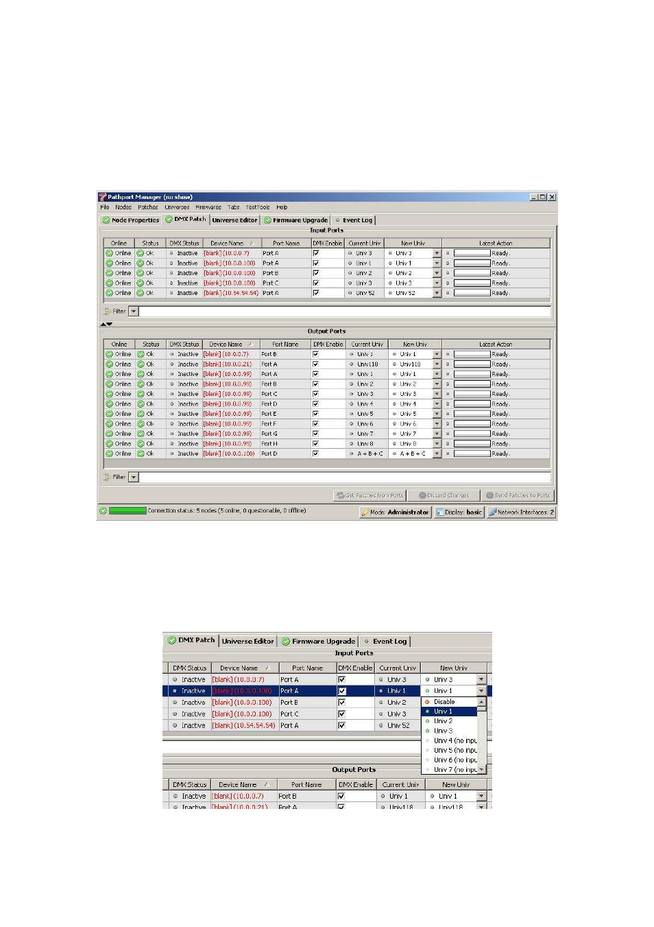 Setting a basic dmx patch | Pathway Pathport Manager 5 User Guide User Manual | Page 9 / 33