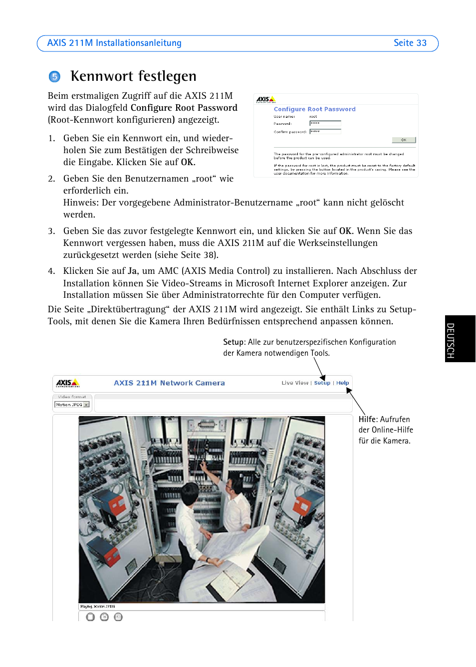 Kennwort festlegen | Axis Communications 211M User Manual | Page 33 / 64