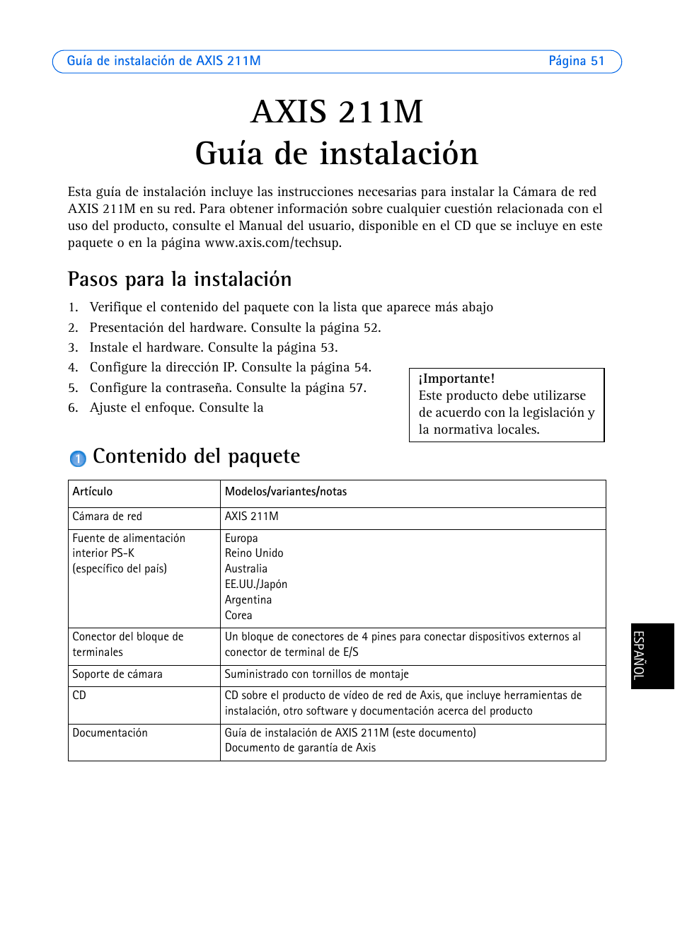 Axis Communications 211M User Manual | Page 51 / 64