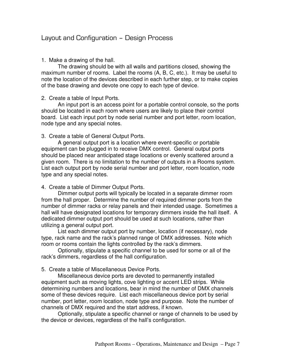 Layout and configuration – design process | Pathway Rooms Design and Operations Guide User Manual | Page 7 / 15