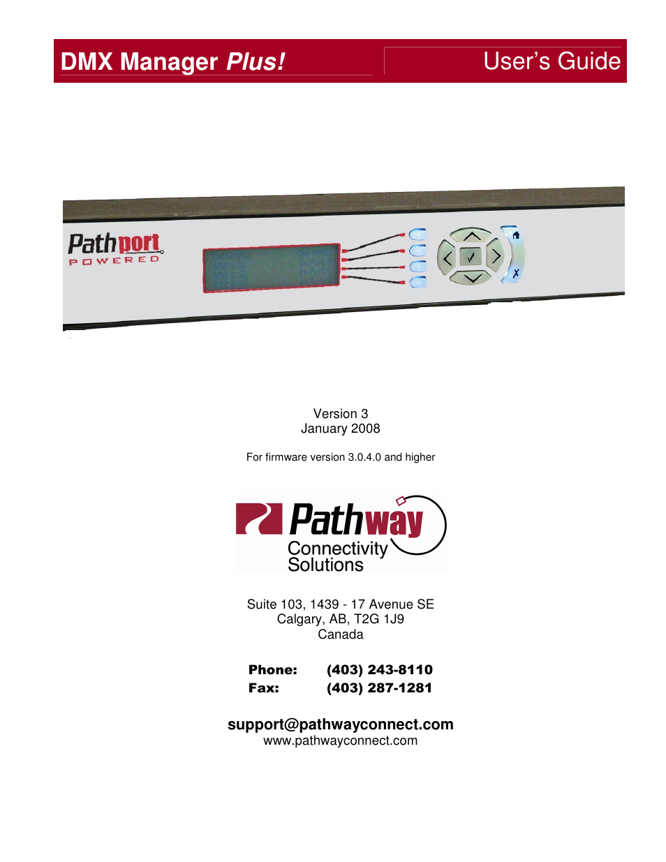 Pathway DMX Manager Plus! #6301, 6302 User Manual | 18 pages