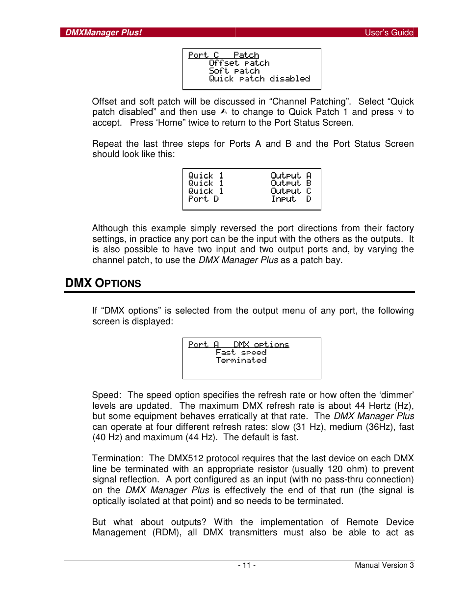 Ptions | Pathway DMX Manager Plus! #6301, 6302 User Manual | Page 11 / 18