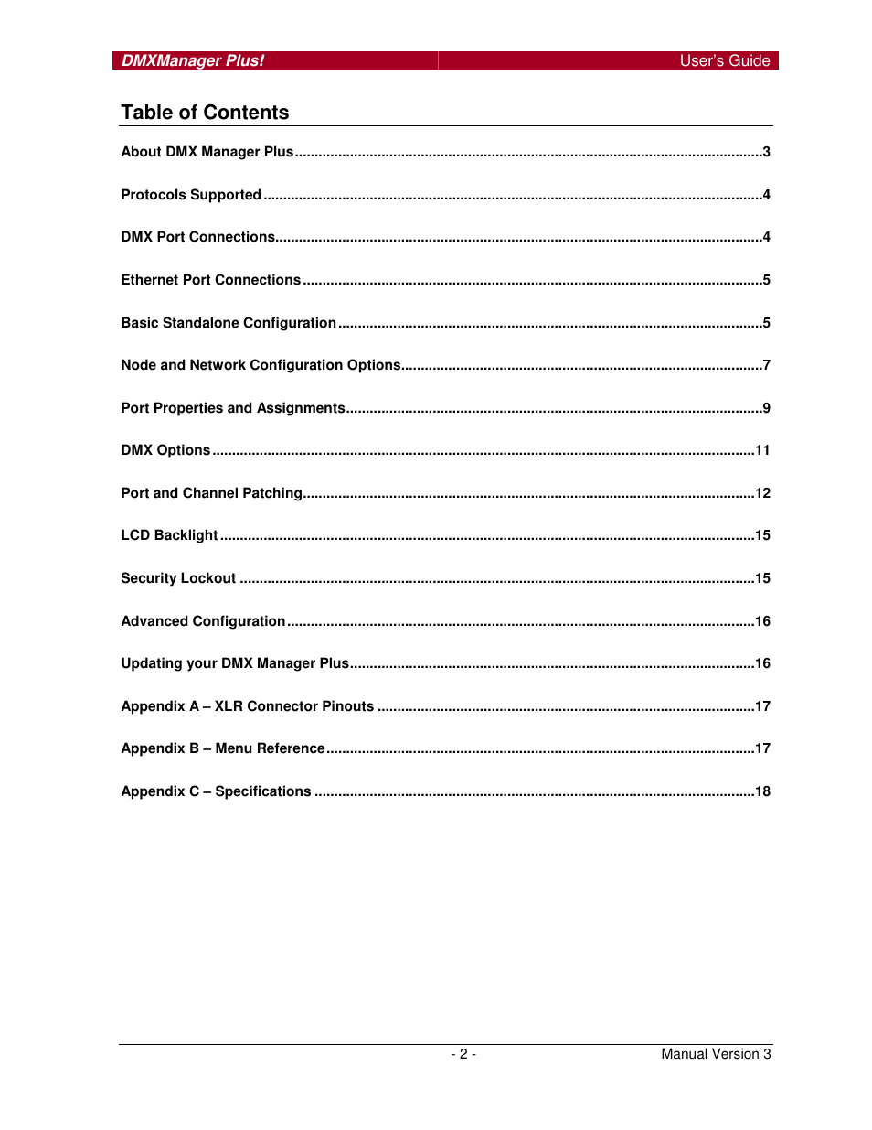 Pathway DMX Manager Plus! #6301, 6302 User Manual | Page 2 / 18