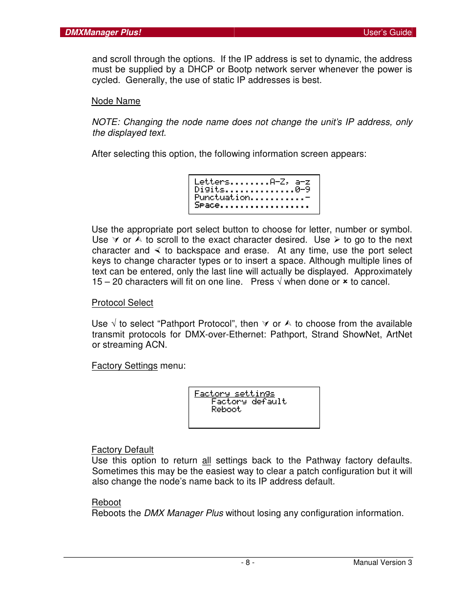 Pathway DMX Manager Plus! #6301, 6302 User Manual | Page 8 / 18