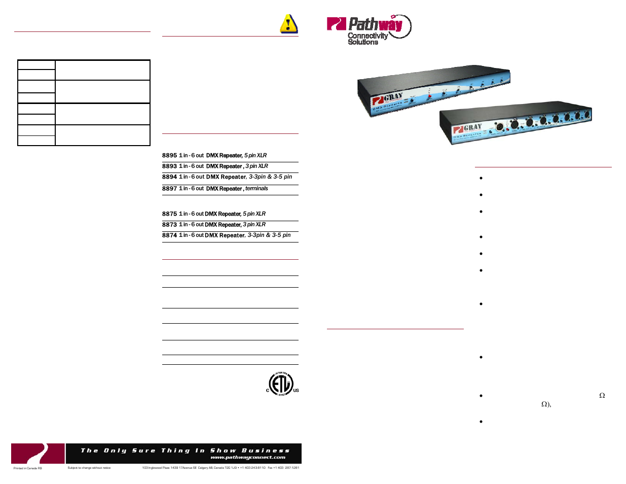 Pathway #889x and #887x Series Repeater User Guide User Manual | 2 pages