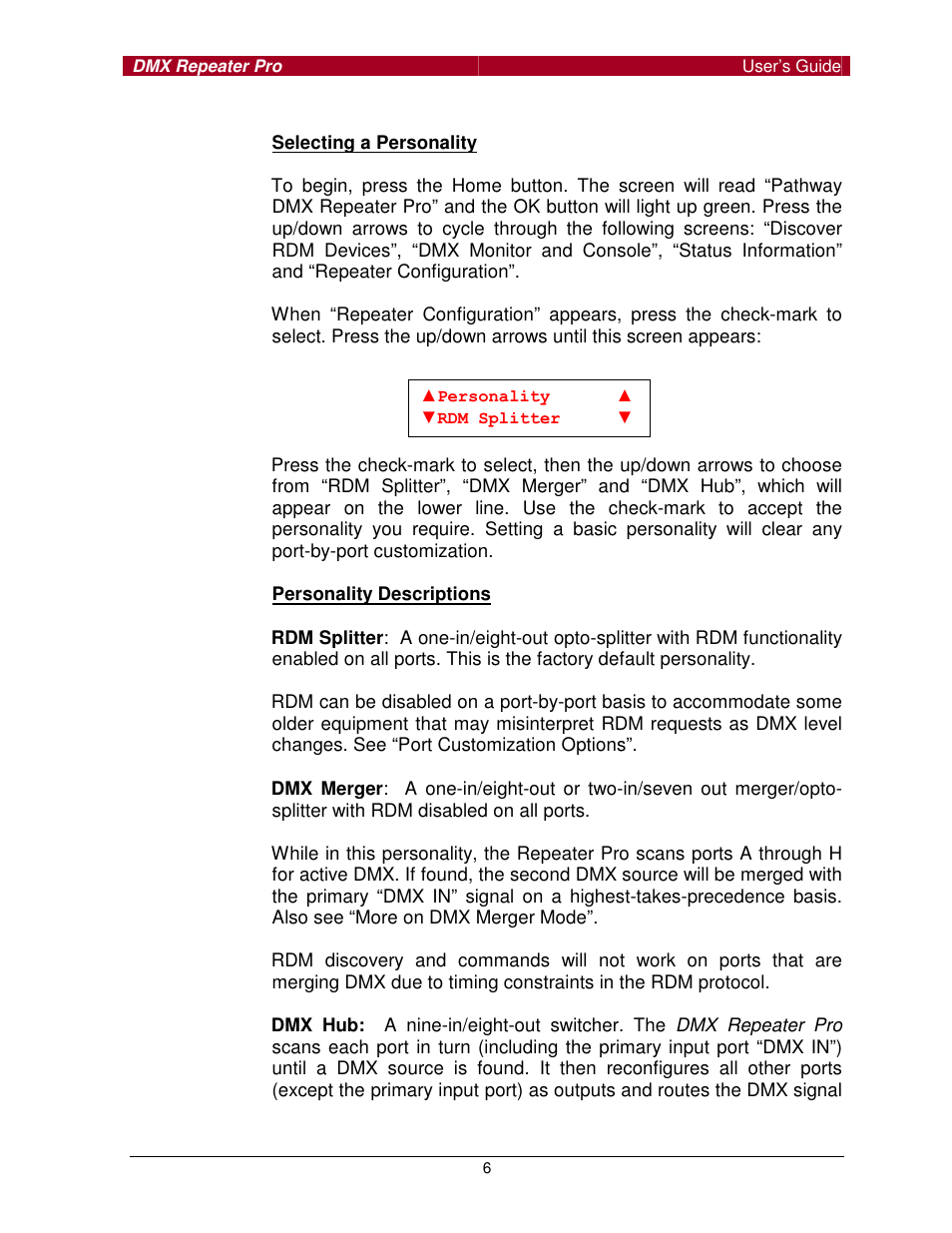 Pathway #910x DMX Repeater Pro for firmware of 1.4.0 or higher, click here User Manual | Page 6 / 15