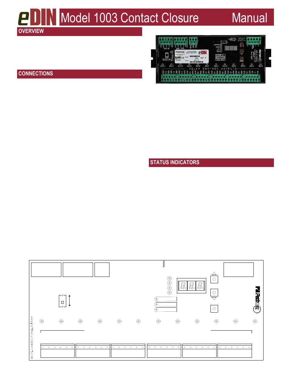 Pathway #1003 eDIN Contact Closure Interface User Manual | 2 pages