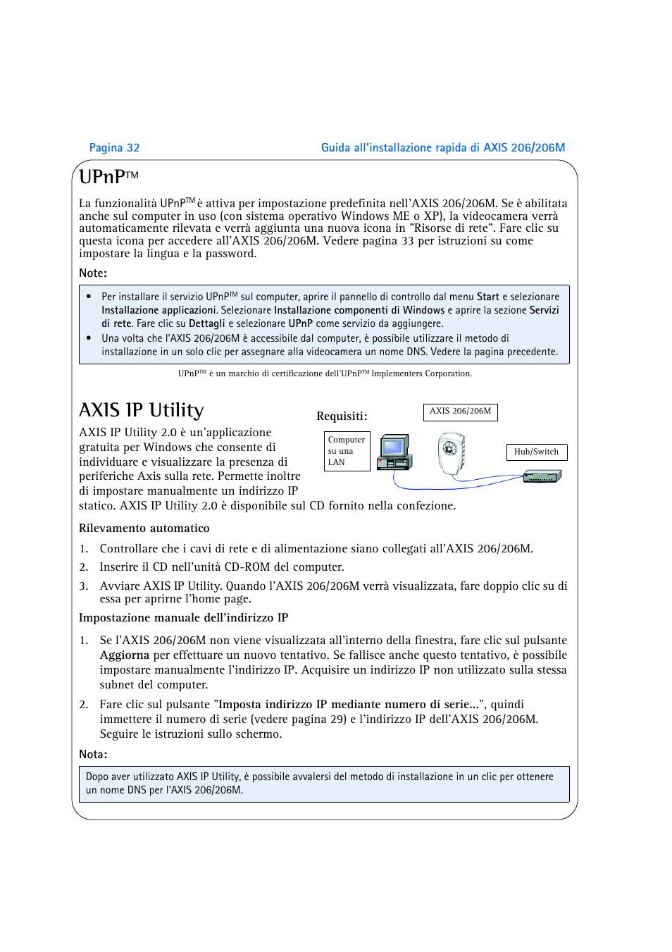 Upnptm, Axis ip utility, Upnp | Axis Communications 206M User Manual | Page 32 / 36