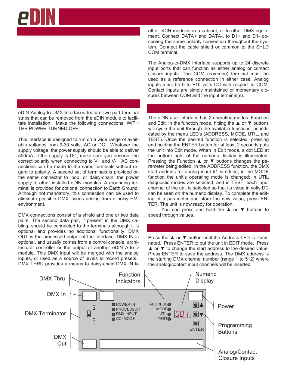Pathway #1006 eDIN Analog-to-DMX Interface User Manual | 2 pages
