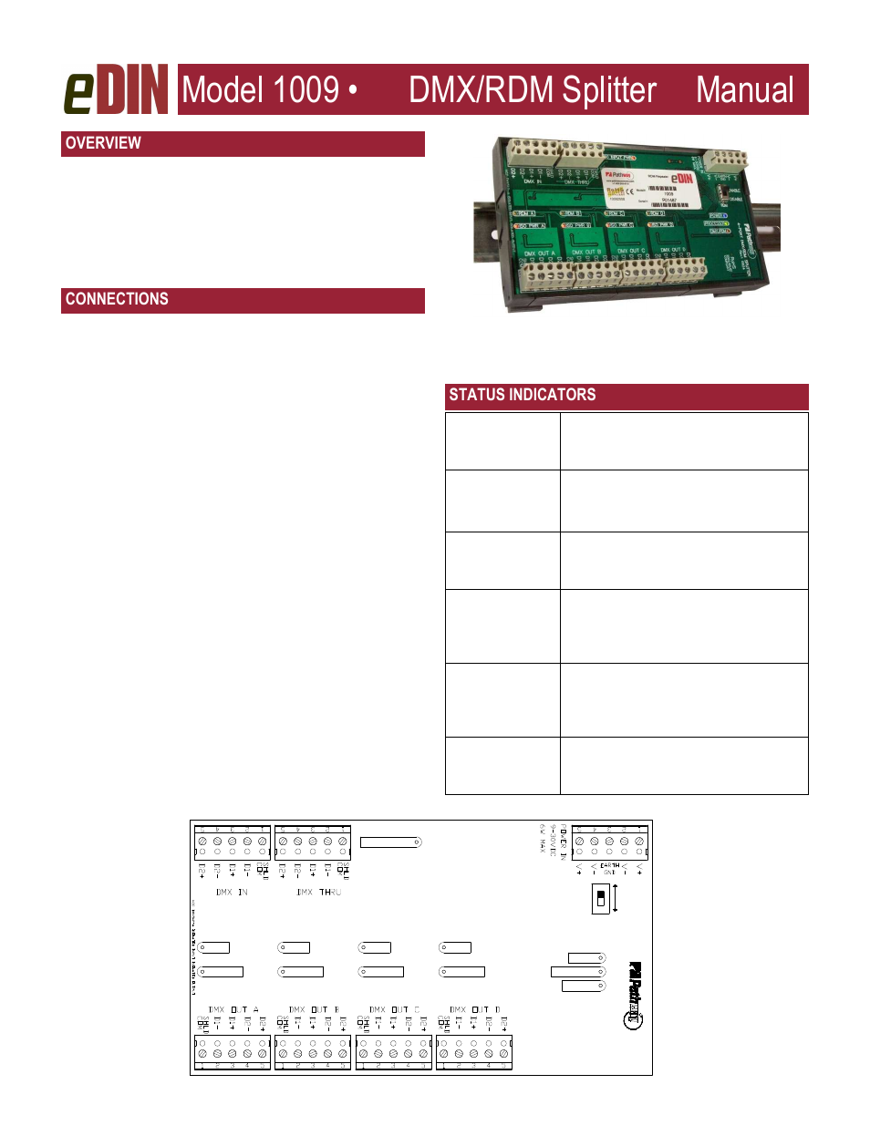 Pathway #1009 DMX/RDM Splitter User Manual | 2 pages