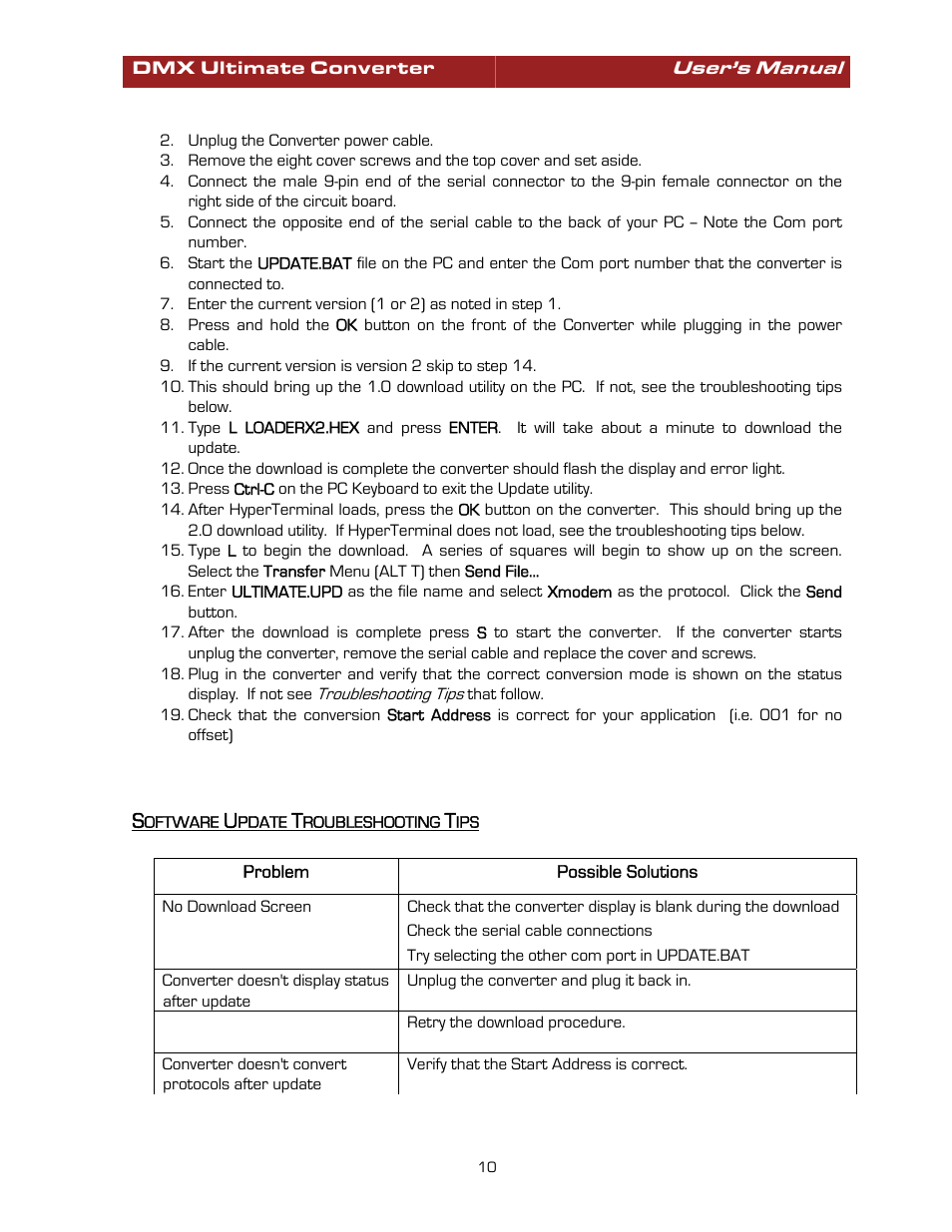 Software update troubleshooting tips | Pathway #8680 Ultimate Converter User Manual | Page 10 / 14