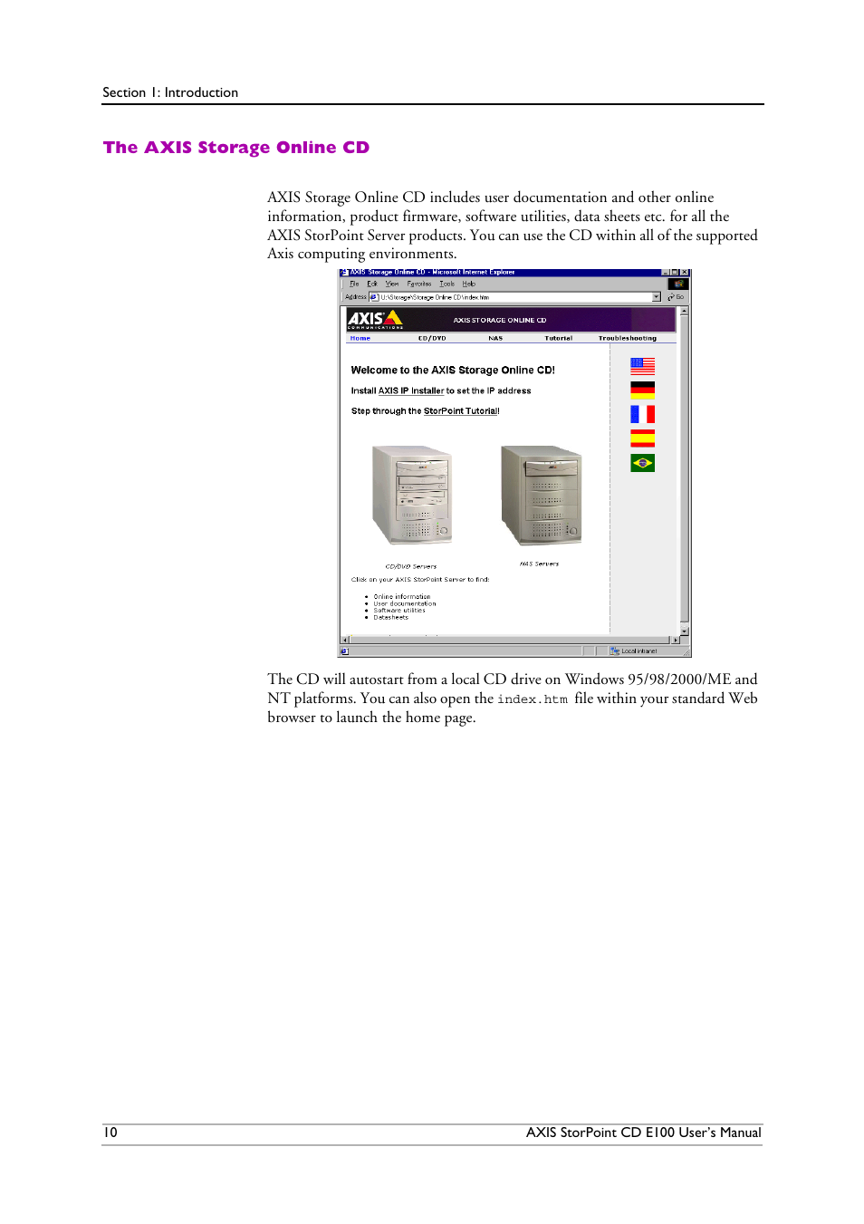 The axis storage online cd | Axis Communications CD E100 User Manual | Page 10 / 163