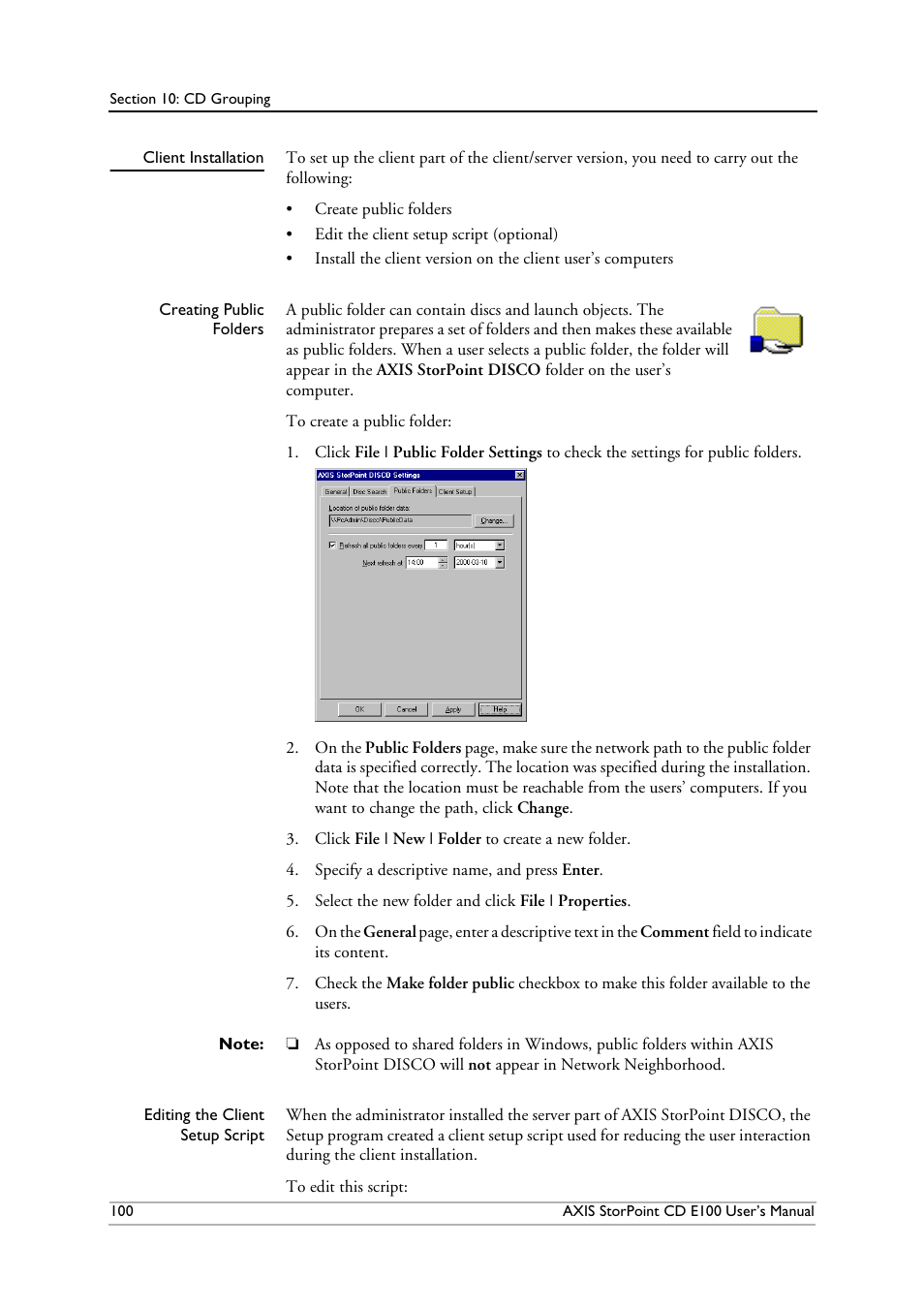 Client installation | Axis Communications CD E100 User Manual | Page 100 / 163