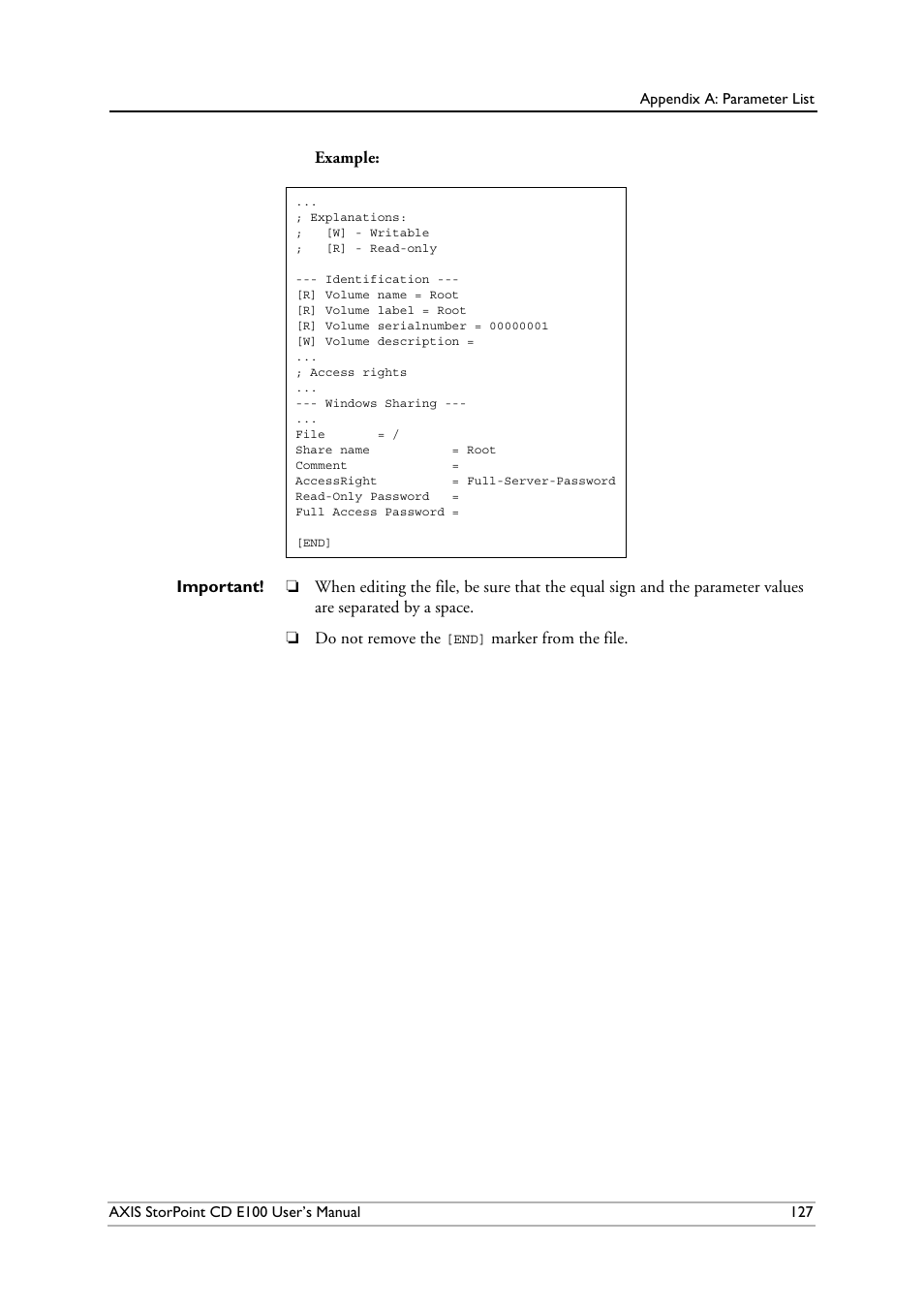 Marker from the file | Axis Communications CD E100 User Manual | Page 127 / 163