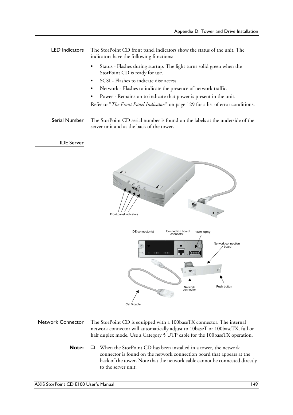 Ide server | Axis Communications CD E100 User Manual | Page 149 / 163