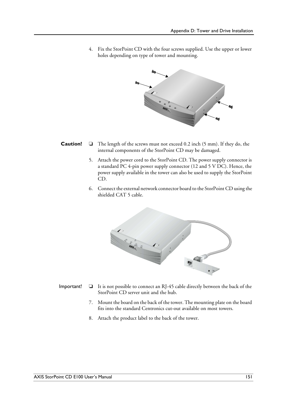 Axis Communications CD E100 User Manual | Page 151 / 163