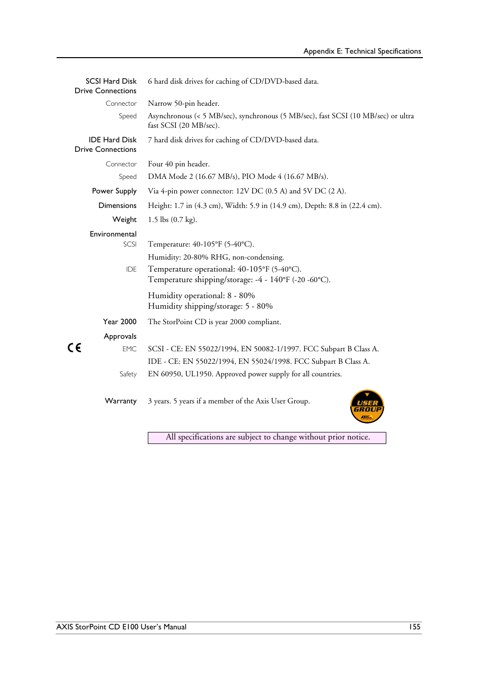 Axis Communications CD E100 User Manual | Page 155 / 163