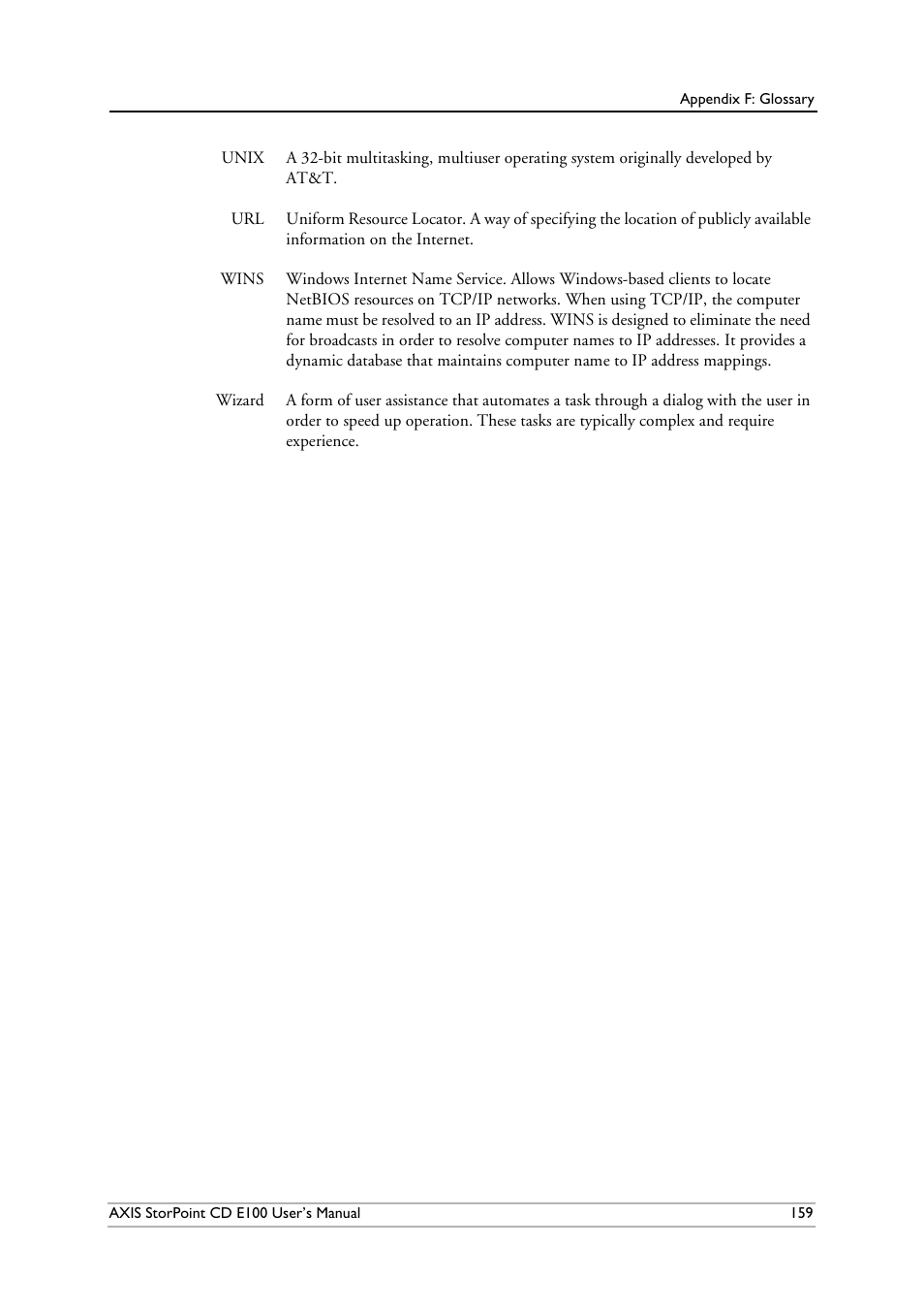 Axis Communications CD E100 User Manual | Page 159 / 163