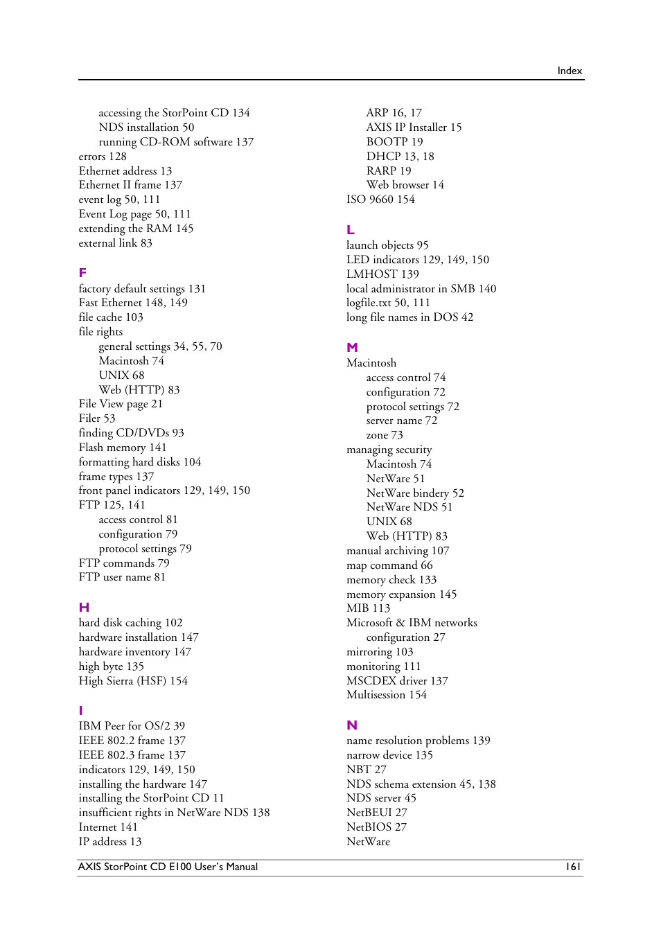 Axis Communications CD E100 User Manual | Page 161 / 163