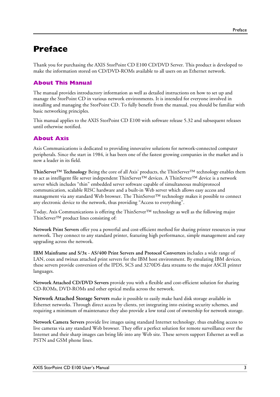 Preface | Axis Communications CD E100 User Manual | Page 3 / 163