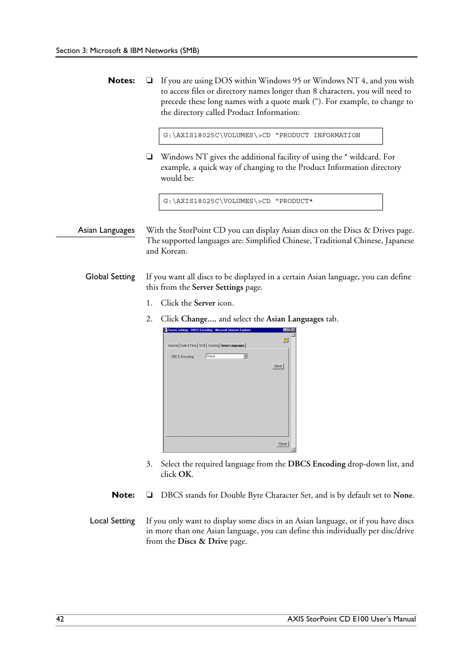 Asian languages | Axis Communications CD E100 User Manual | Page 42 / 163