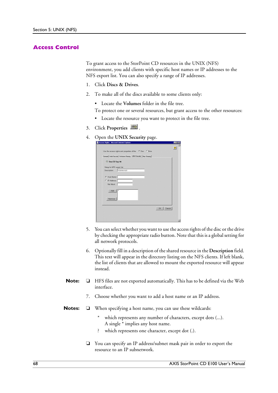 Access control | Axis Communications CD E100 User Manual | Page 68 / 163