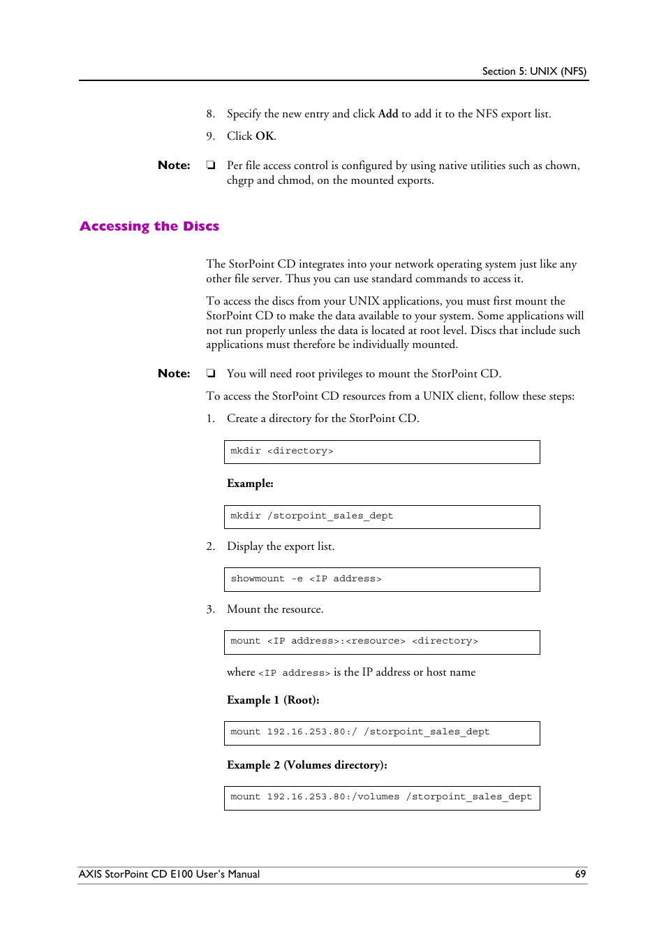 Accessing the discs | Axis Communications CD E100 User Manual | Page 69 / 163
