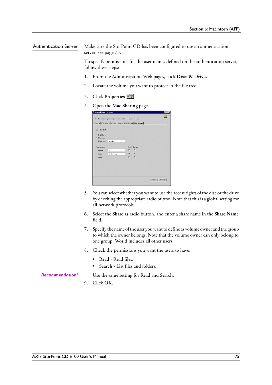 Authentication server | Axis Communications CD E100 User Manual | Page 75 / 163