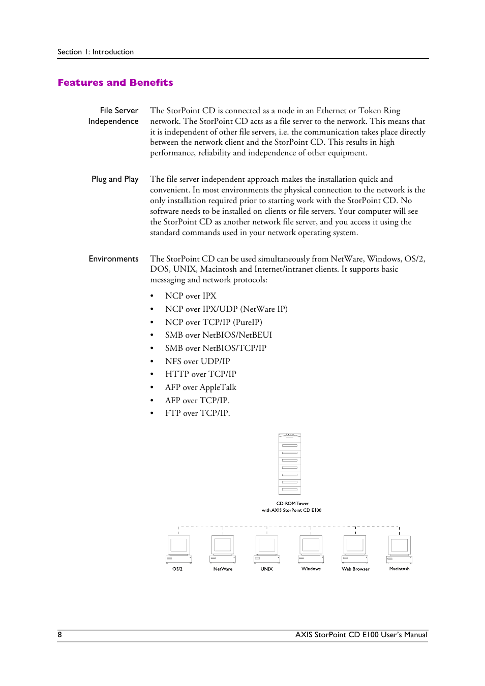 Features and benefits | Axis Communications CD E100 User Manual | Page 8 / 163