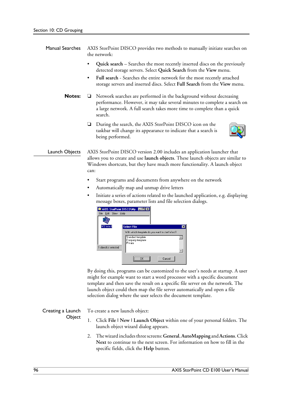 Launch objects | Axis Communications CD E100 User Manual | Page 96 / 163