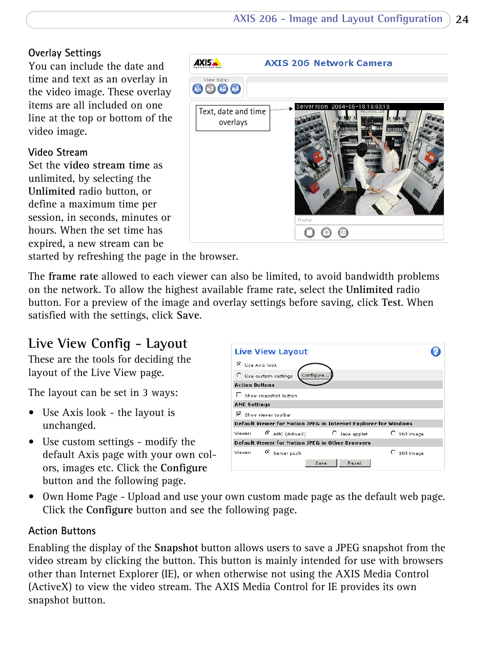 Live view config - layout | Axis Communications 206 User Manual | Page 25 / 48