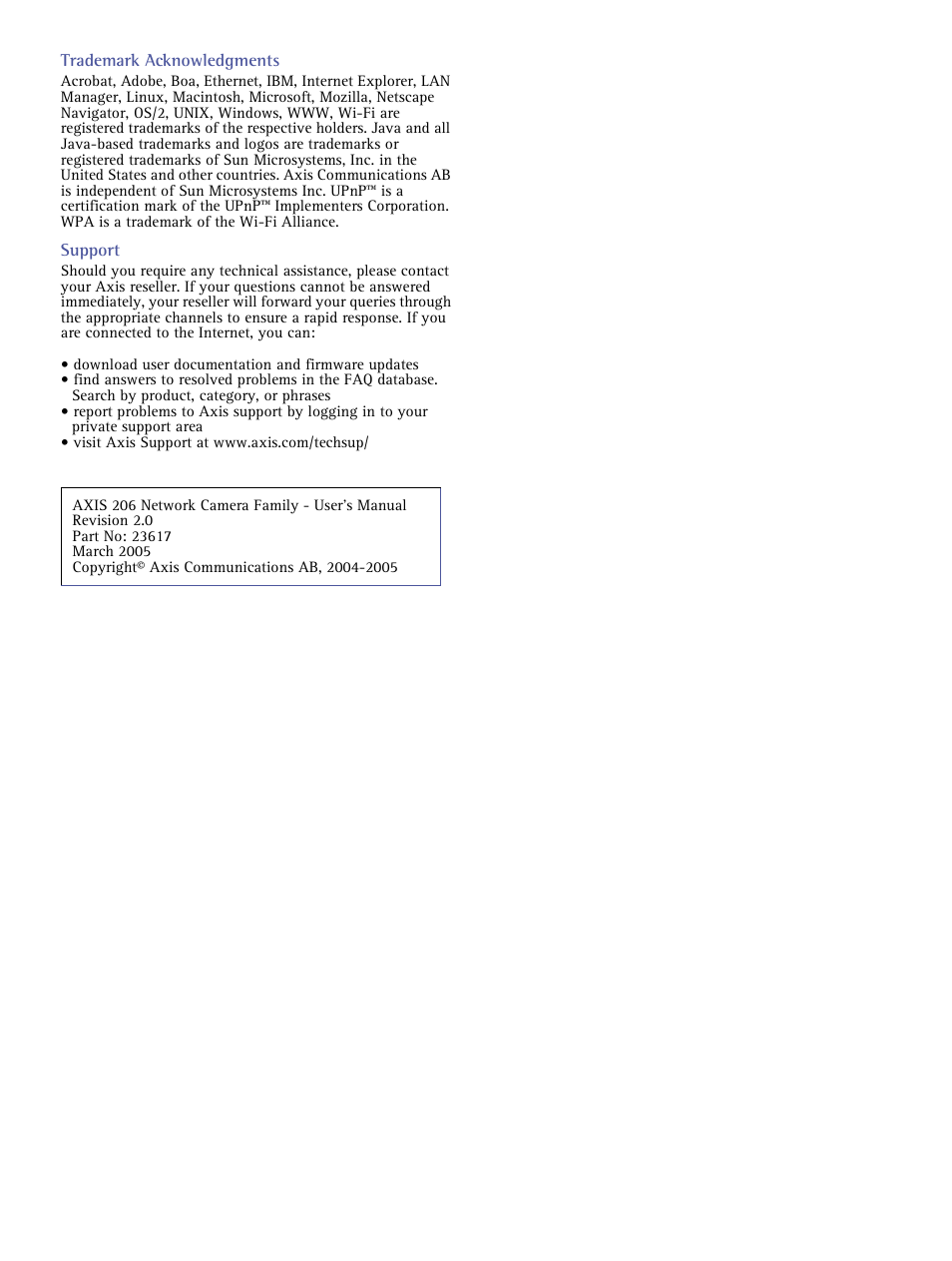 Axis Communications 206 User Manual | Page 3 / 48