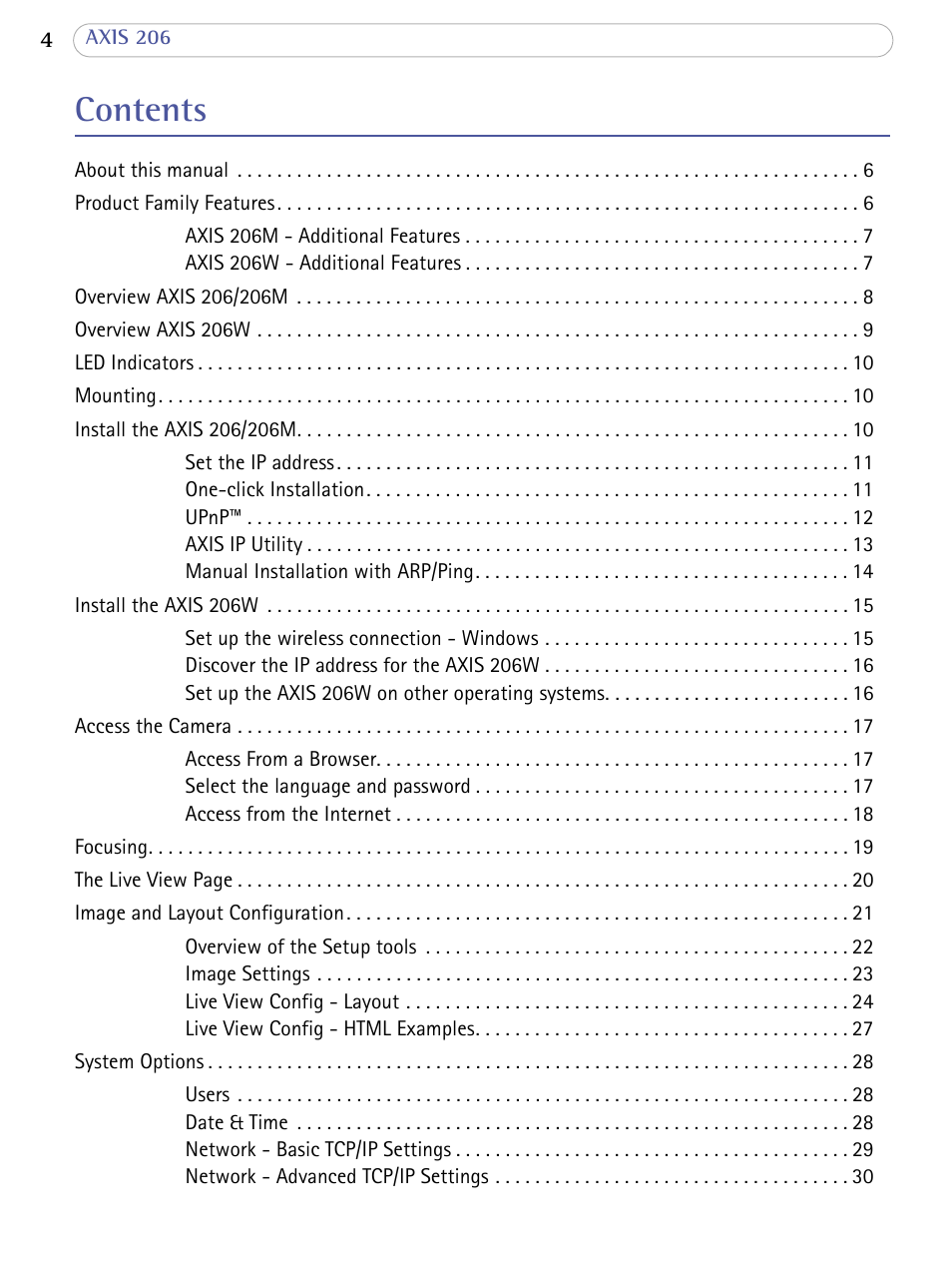 Axis Communications 206 User Manual | Page 4 / 48