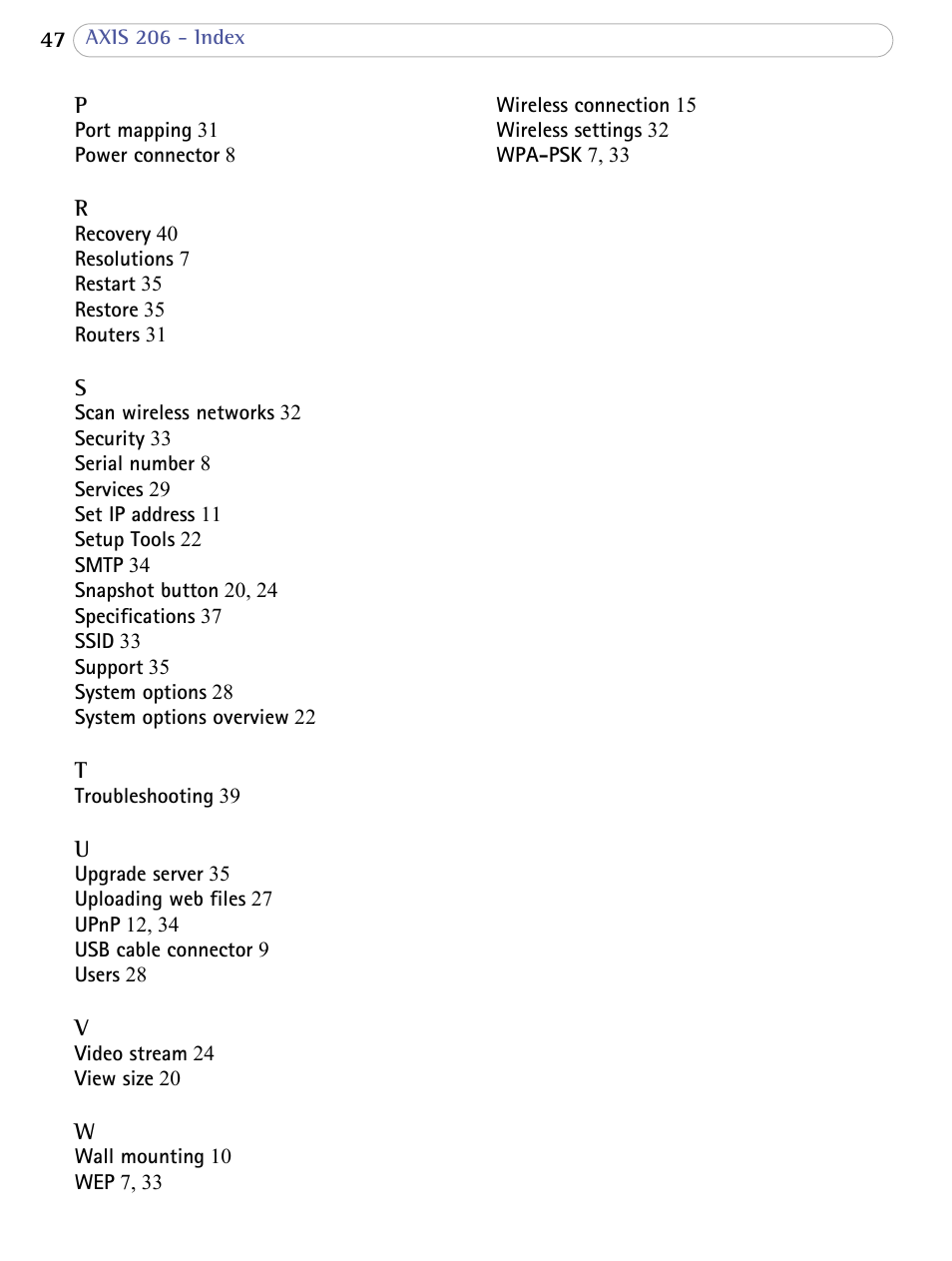 Axis Communications 206 User Manual | Page 48 / 48