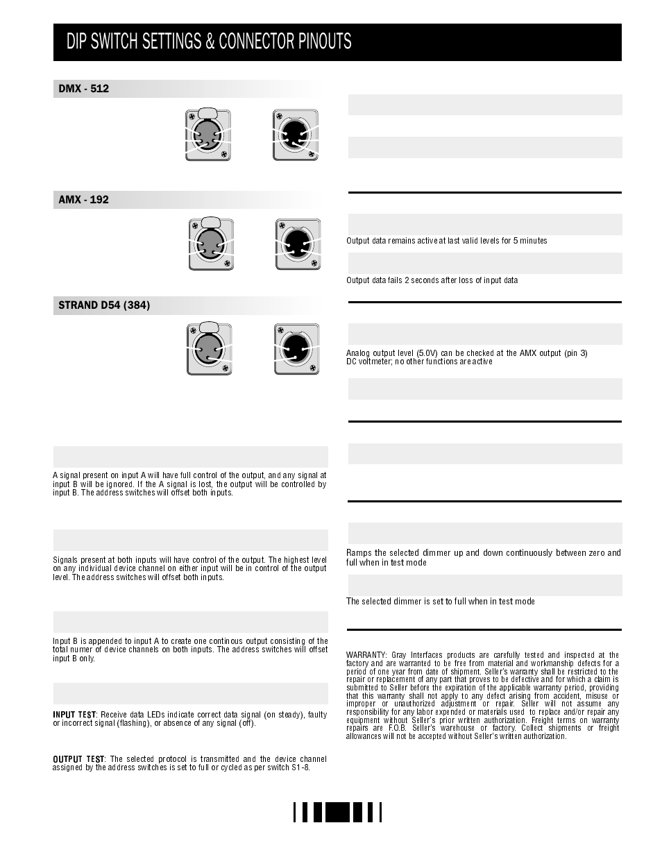 Dip switch settings & connector pinouts | Pathway # 8601, 8603, 8605 User Manual | Page 4 / 4