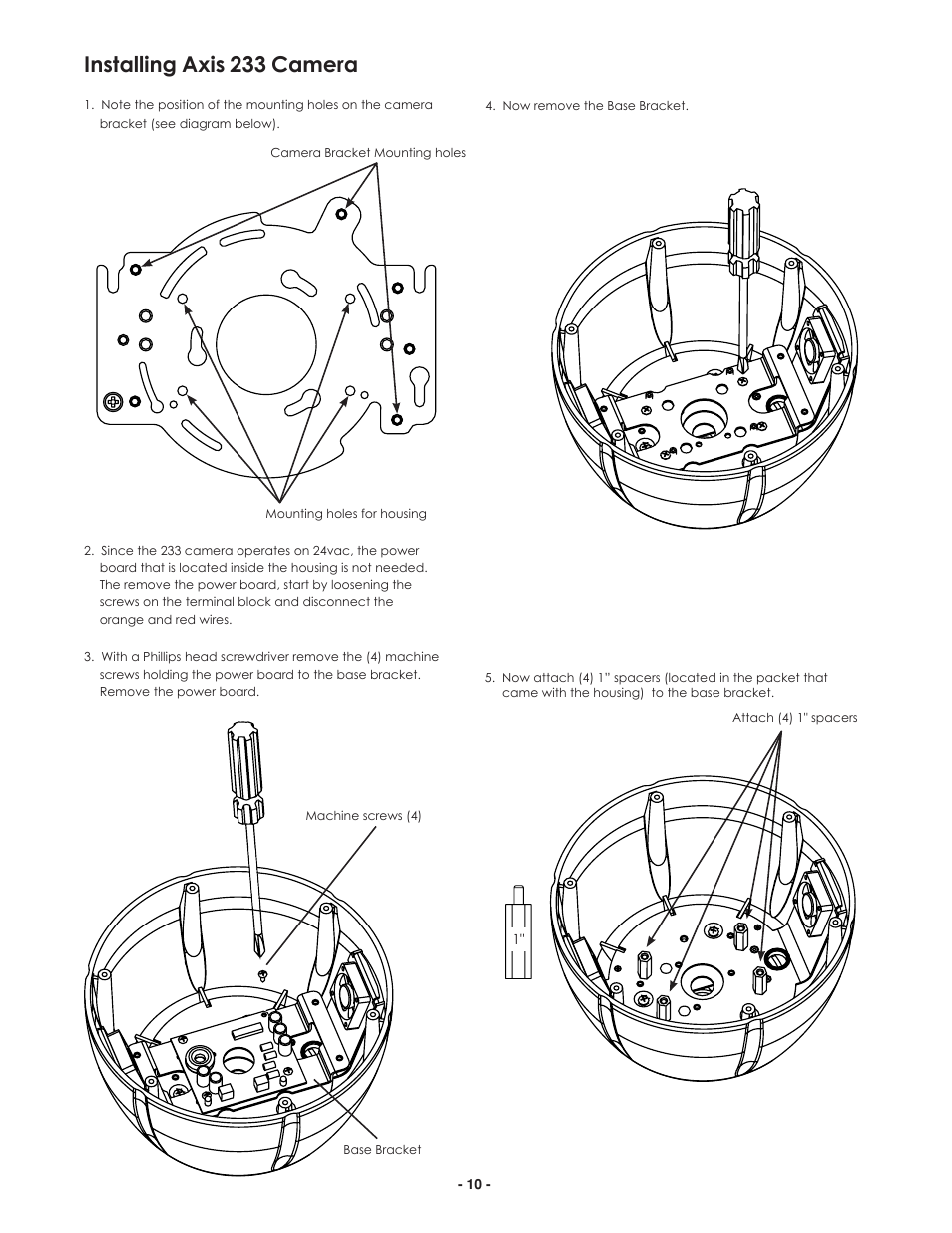 Installing axis 233 camera | Axis Communications 25734 User Manual | Page 10 / 14