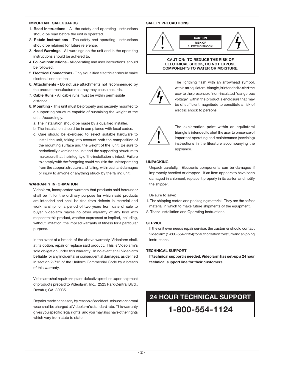 24 hour technical support | Axis Communications 25734 User Manual | Page 2 / 14