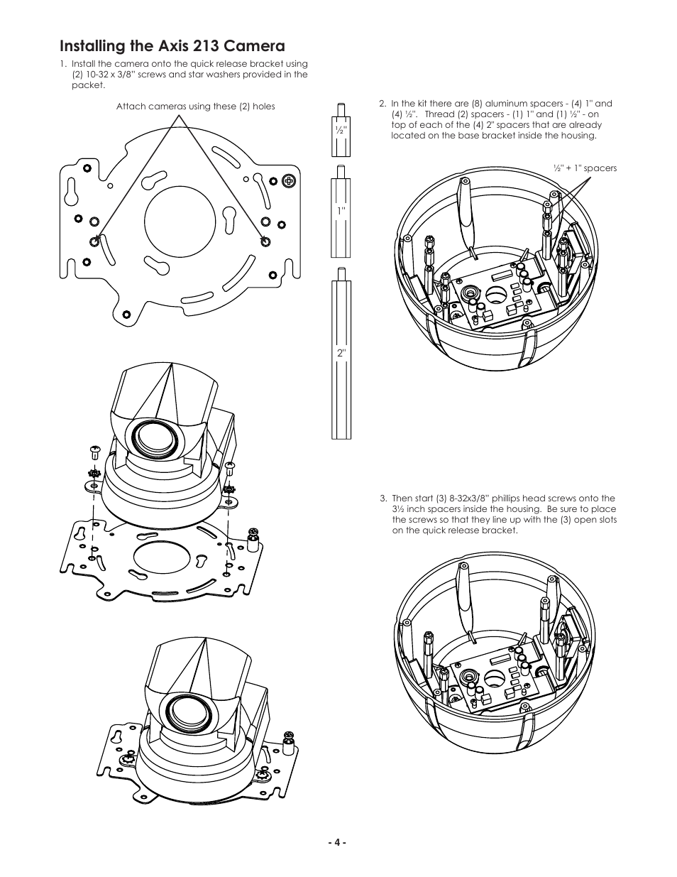 Installing the axis 213 camera | Axis Communications 25734 User Manual | Page 4 / 14