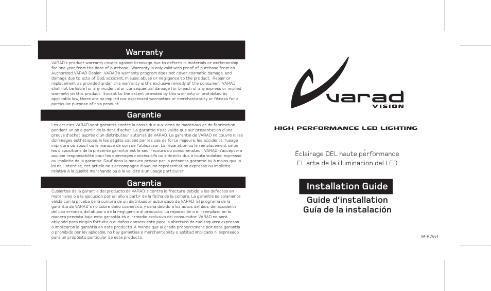 Varad HLW9 / HLW15 - Interior Light bars User Manual | 6 pages