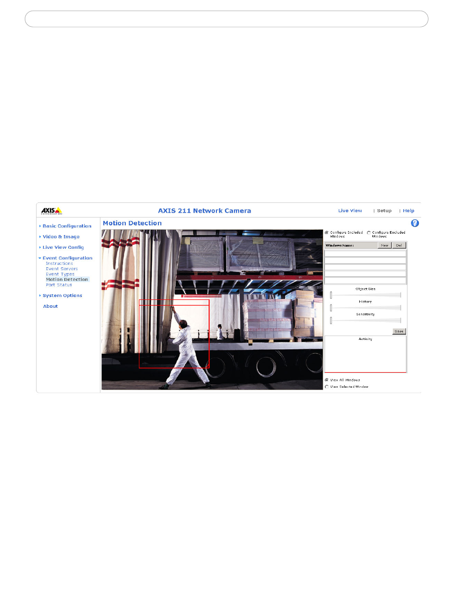 Motion detection | Axis Communications 210/211 User Manual | Page 31 / 54