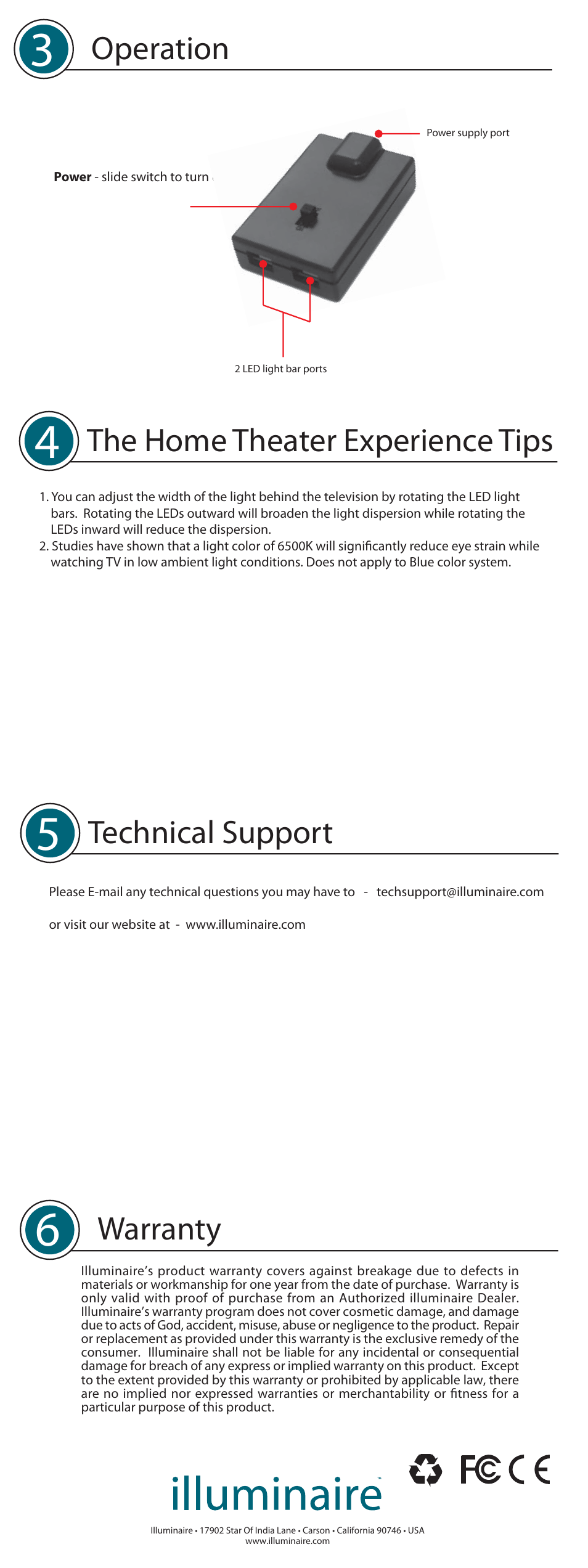 Operation, Warranty, Technical support | The home theater experience tips | Varad PL118 User Manual | Page 2 / 2