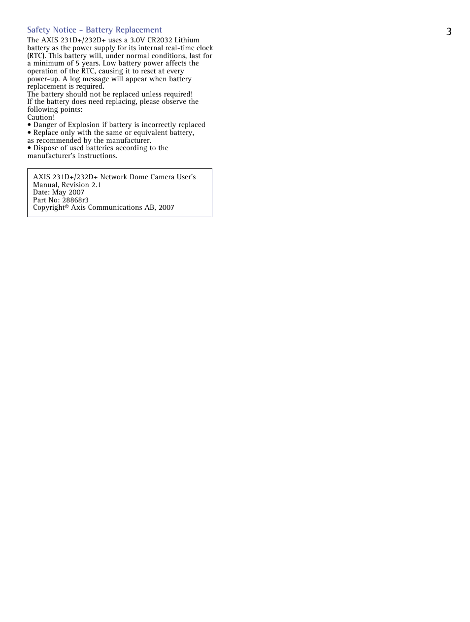 Axis Communications 231D+/232D+ User Manual | Page 3 / 70