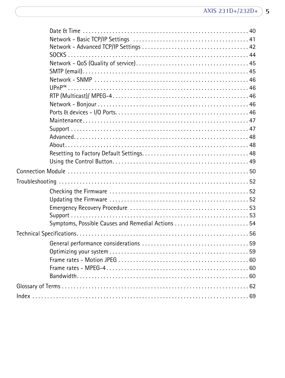 Axis Communications 231D+/232D+ User Manual | Page 5 / 70